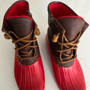 Sperry waterproof duck boots.  Red.  Like new
